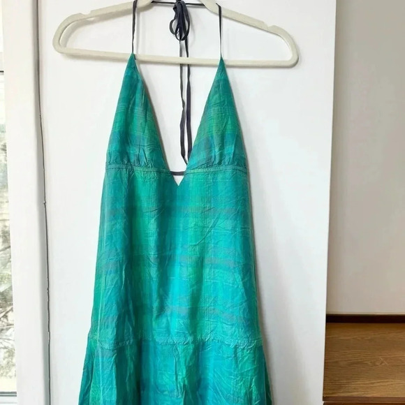 New Free People Marisol Tiered Silk Maxi Dress Summer Sun Boho Green Small - Picture 7 of 17